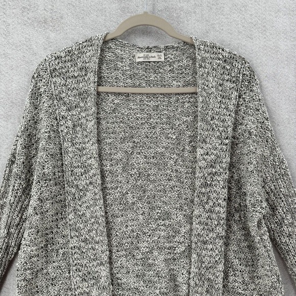 Abercromie & Fitch Cardigan Sweater Womens SMALL/XS Marled Gray Pockets Coastal - Picture 3 of 14